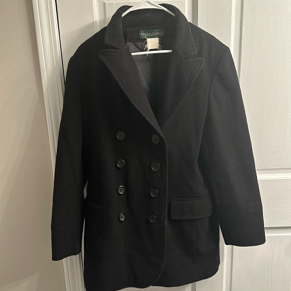 Harve Bernard, Black Pea Coat medium